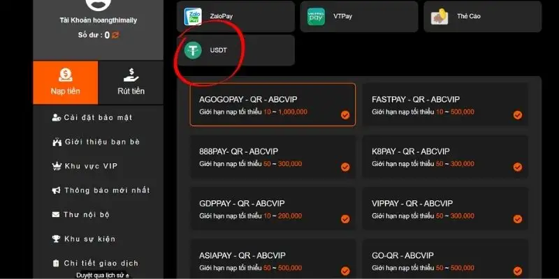 Hiểu cơ bản về cách nạp/rút bằng USDT